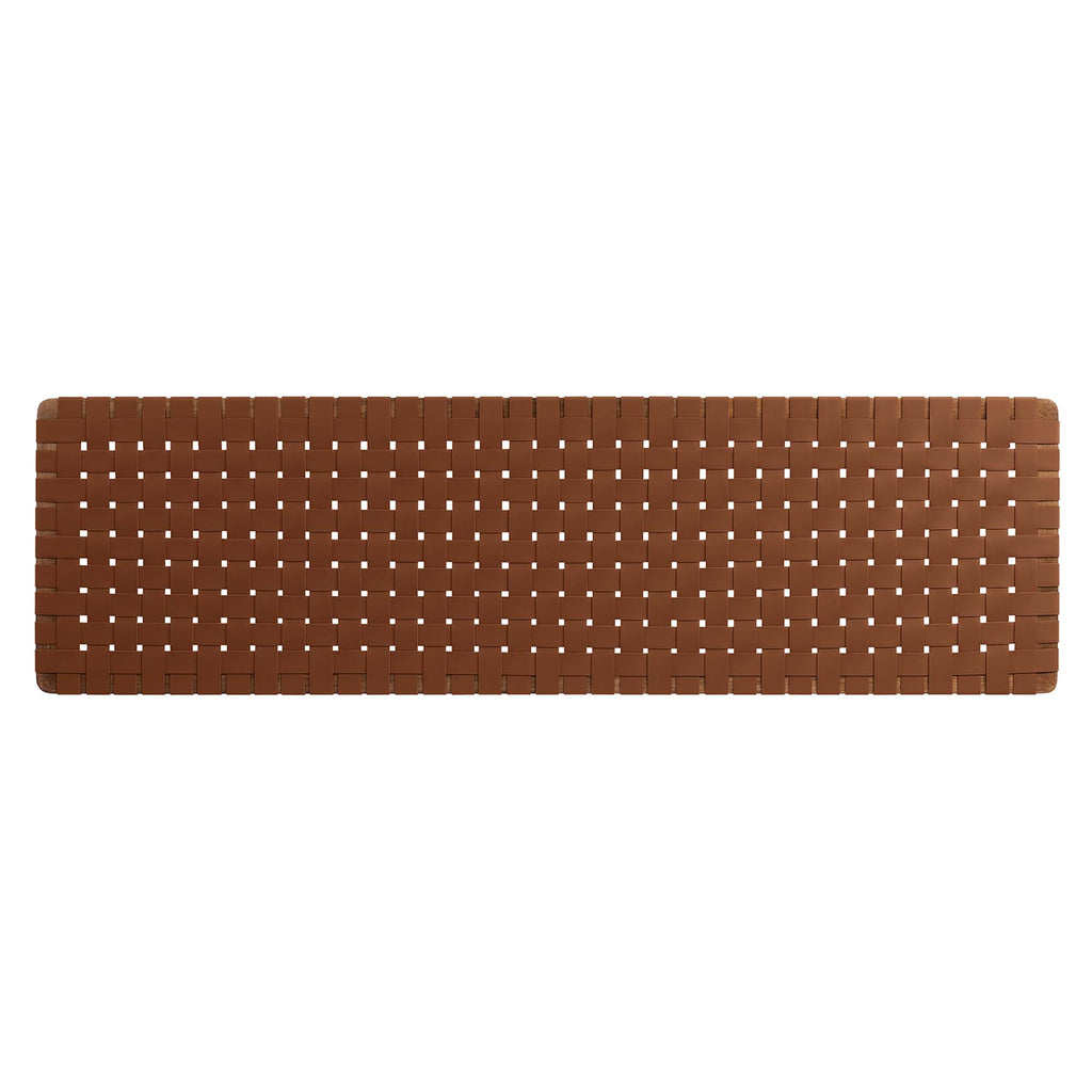 Sparta Weave Wall-Mount Vegan Leather King Headboard - Walnut Brown