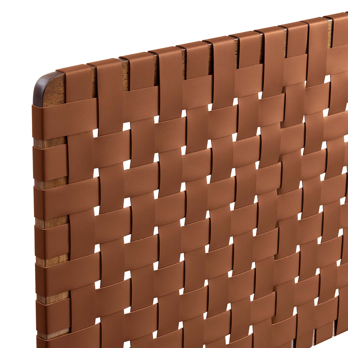 Sparta Weave Wall-Mount Vegan Leather King Headboard - Walnut Brown