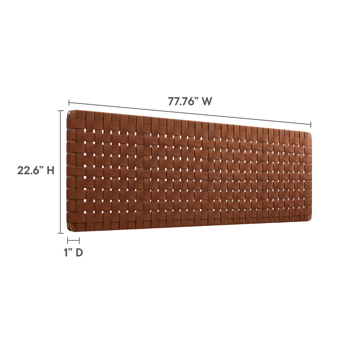 Sparta Weave Wall-Mount Vegan Leather King Headboard - Walnut Brown