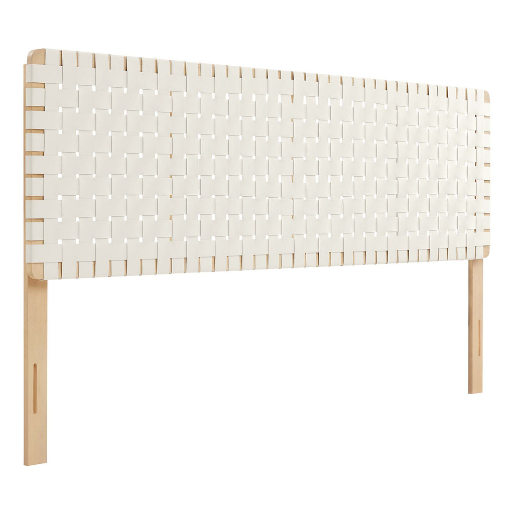 Sparta Weave Vegan Leather King Headboard - Natural Beige