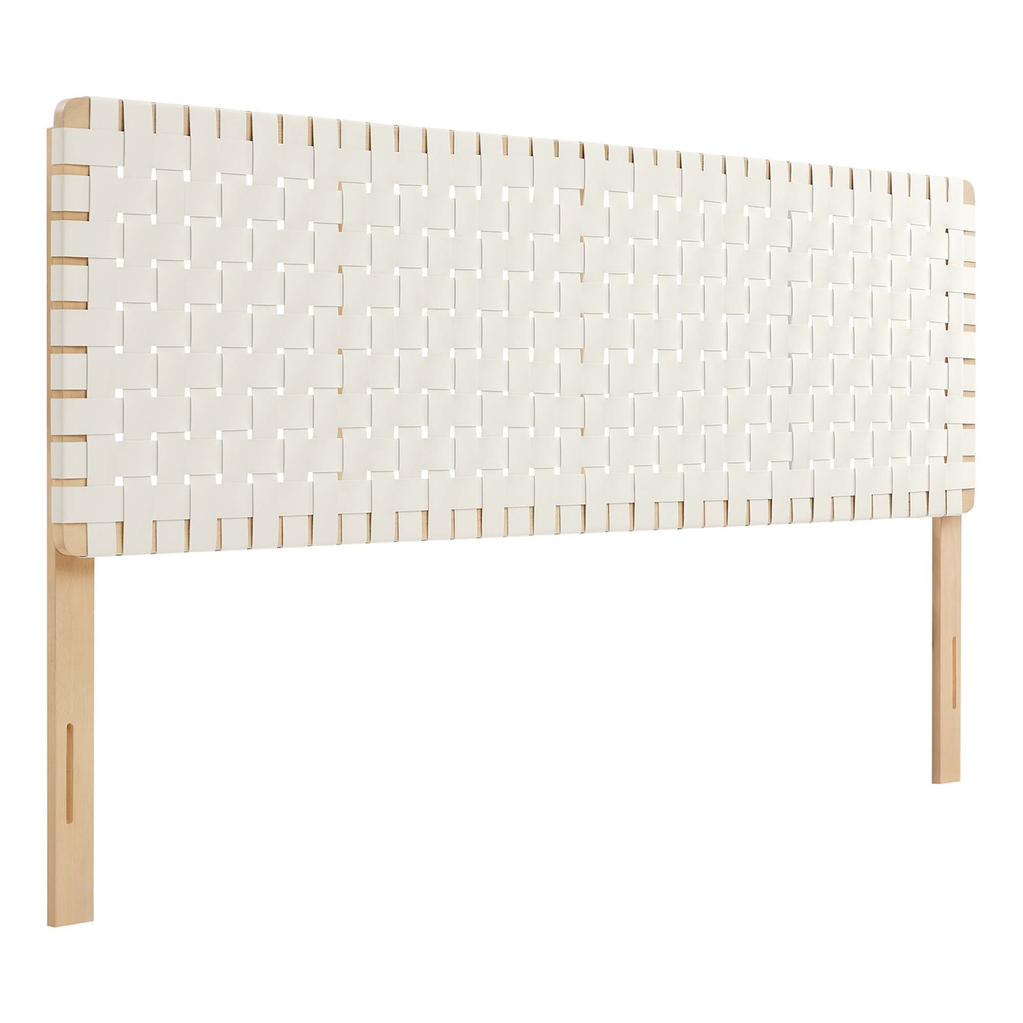Sparta Weave Vegan Leather King Headboard - Natural Beige