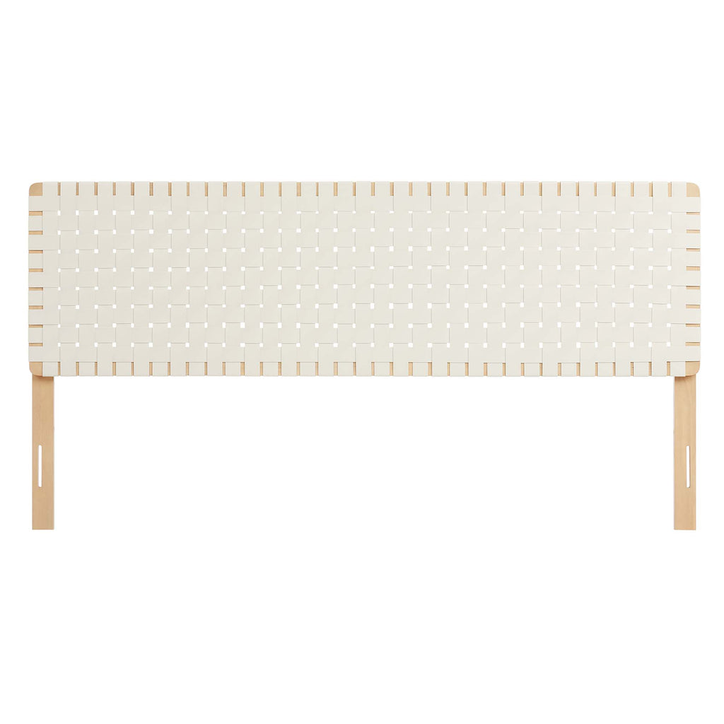 Sparta Weave Vegan Leather King Headboard - Natural Beige