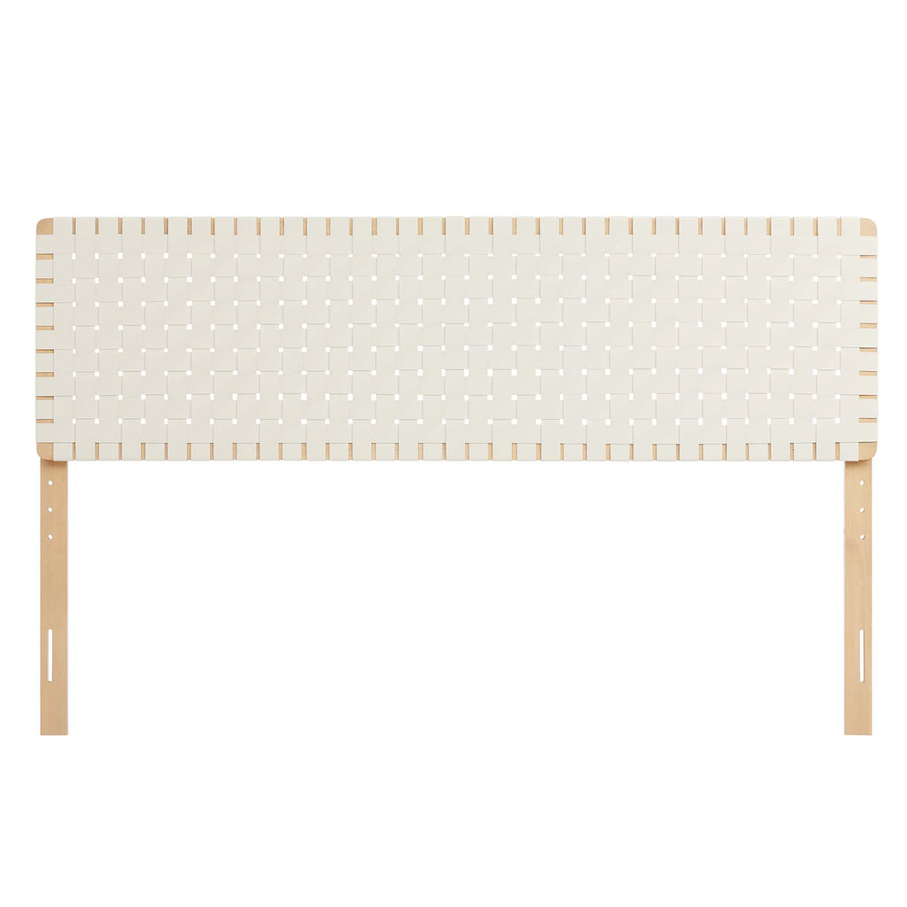 Sparta Weave Vegan Leather King Headboard - Natural Beige