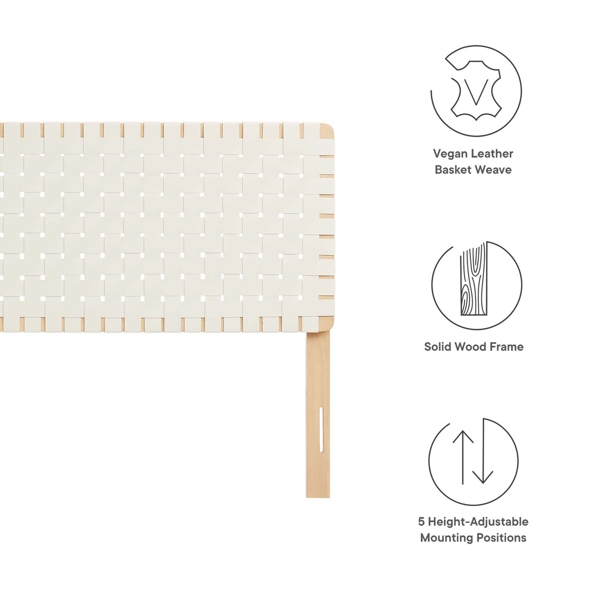 Sparta Weave Vegan Leather King Headboard - Natural Beige