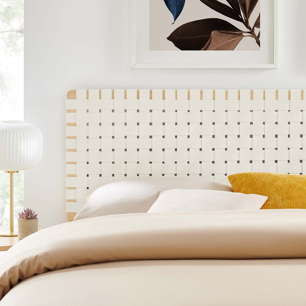 Sparta Weave Vegan Leather King Headboard - Natural Beige