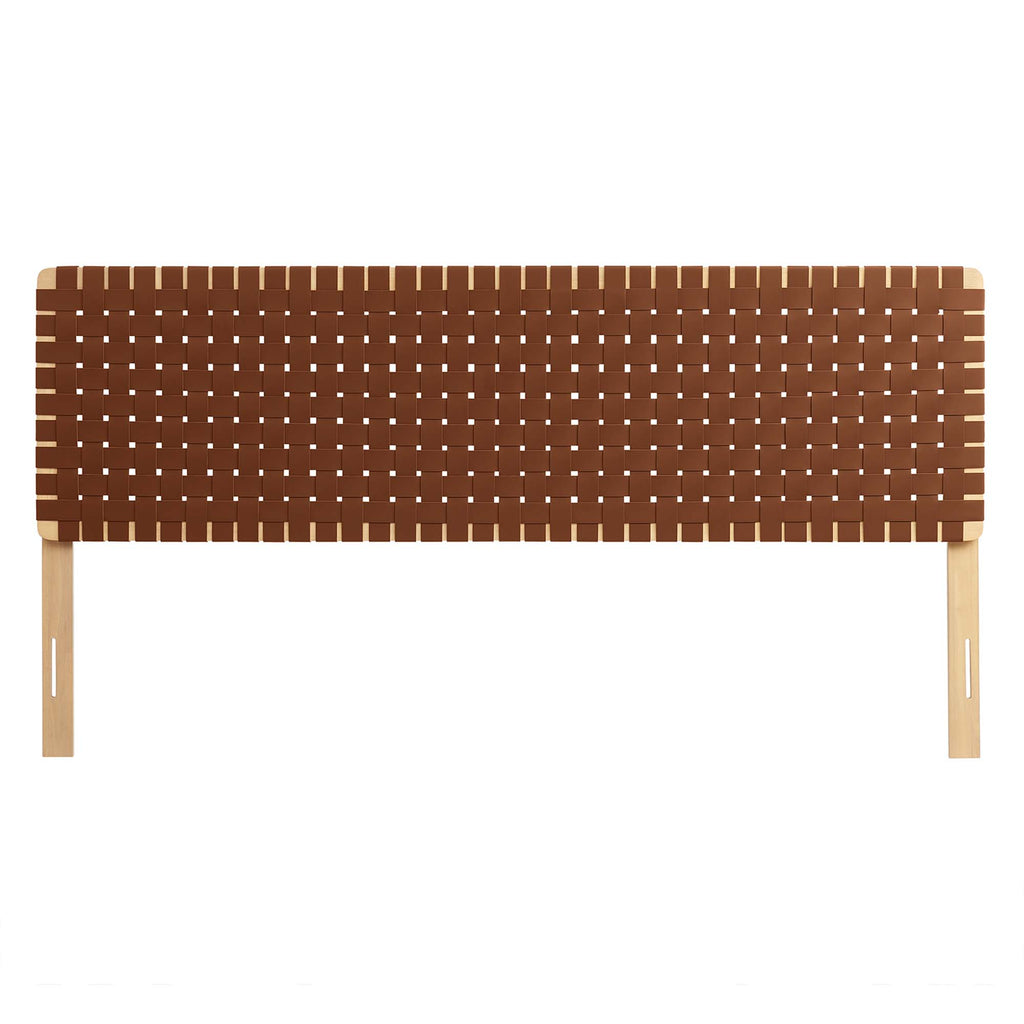 Sparta Weave Vegan Leather King Headboard - Natural Brown