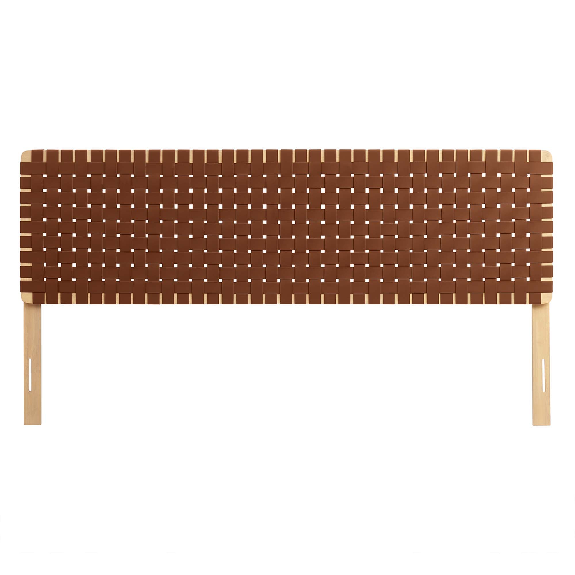 Sparta Weave Vegan Leather King Headboard - Natural Brown