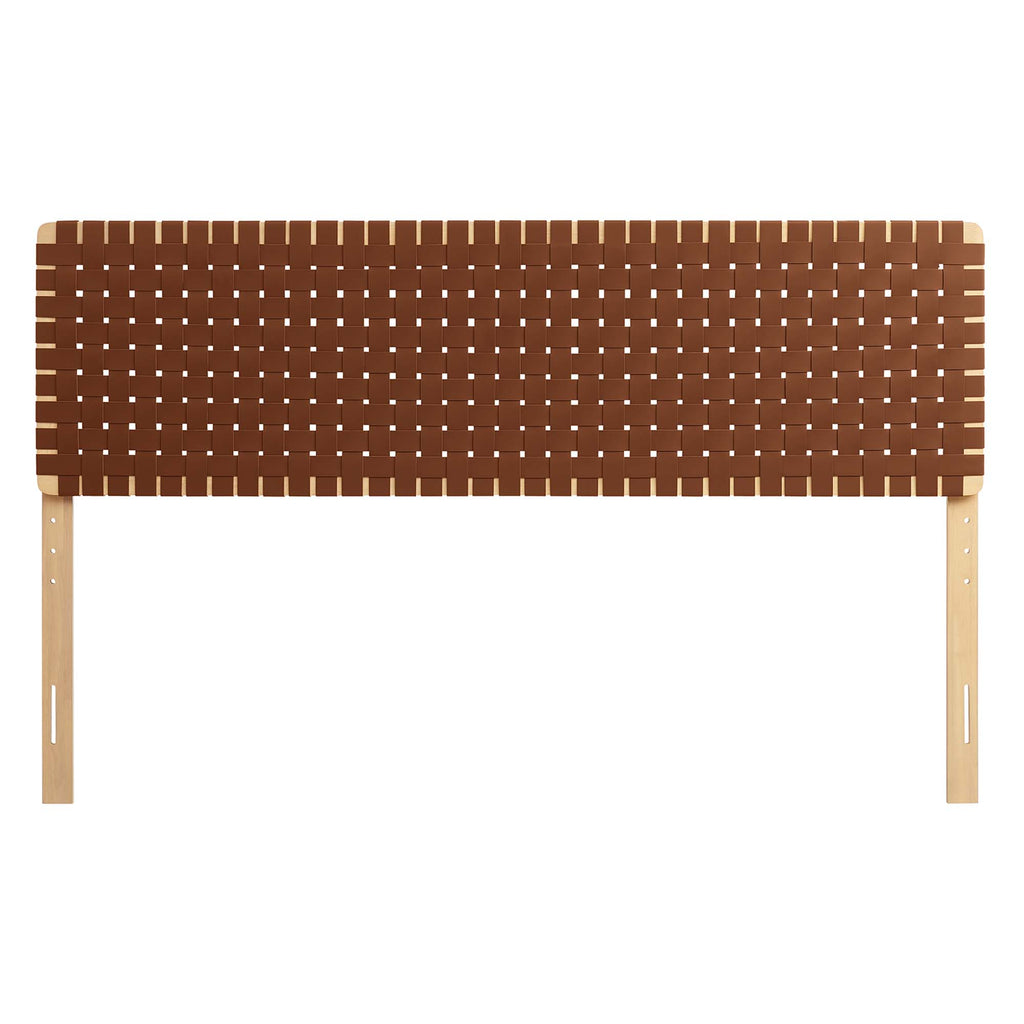 Sparta Weave Vegan Leather King Headboard - Natural Brown