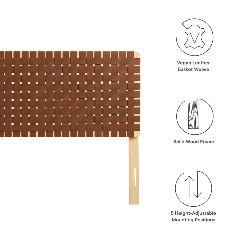 Sparta Weave Vegan Leather King Headboard - Natural Brown