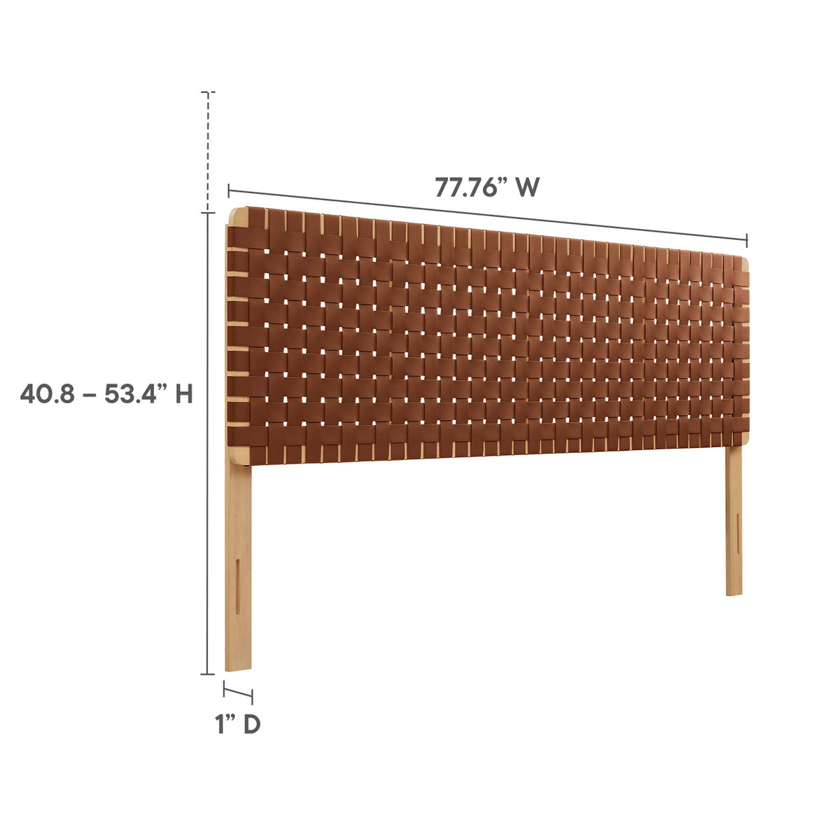 Sparta Weave Vegan Leather King Headboard - Natural Brown