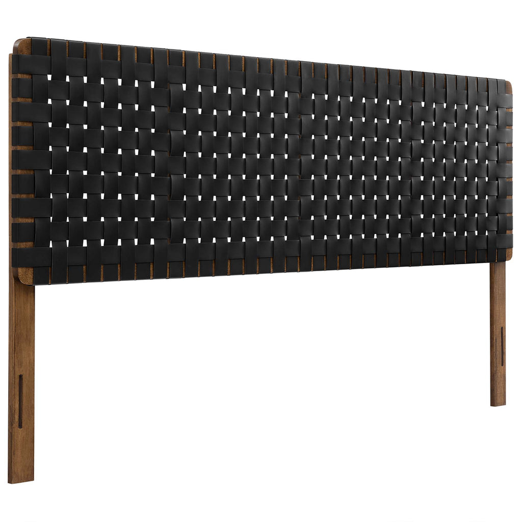 Sparta Weave Vegan Leather King Headboard - Walnut Black