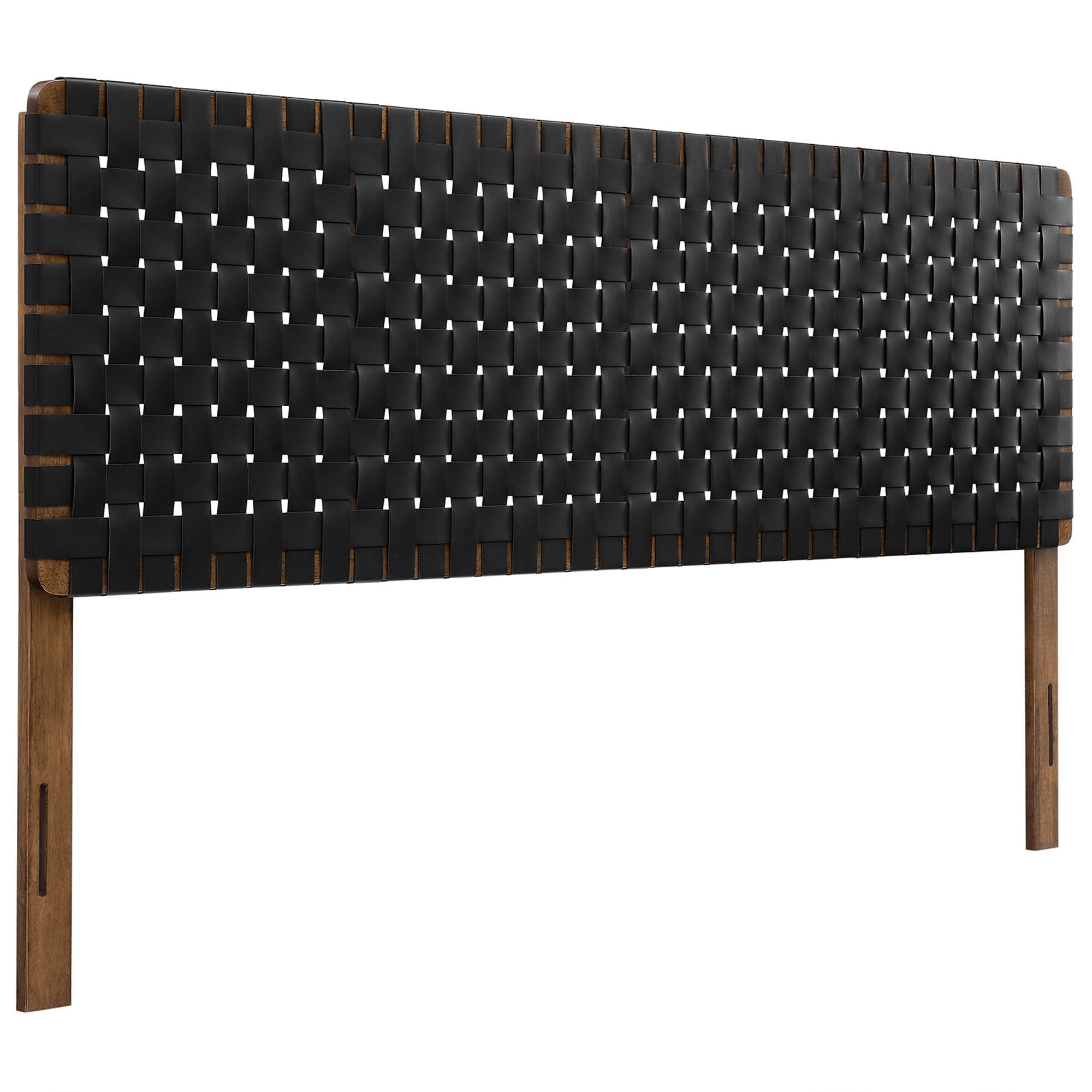 Sparta Weave Vegan Leather King Headboard - Walnut Black