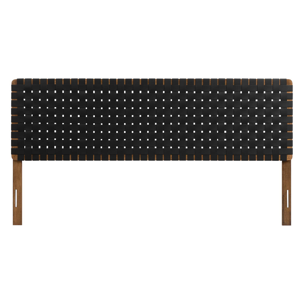 Sparta Weave Vegan Leather King Headboard - Walnut Black