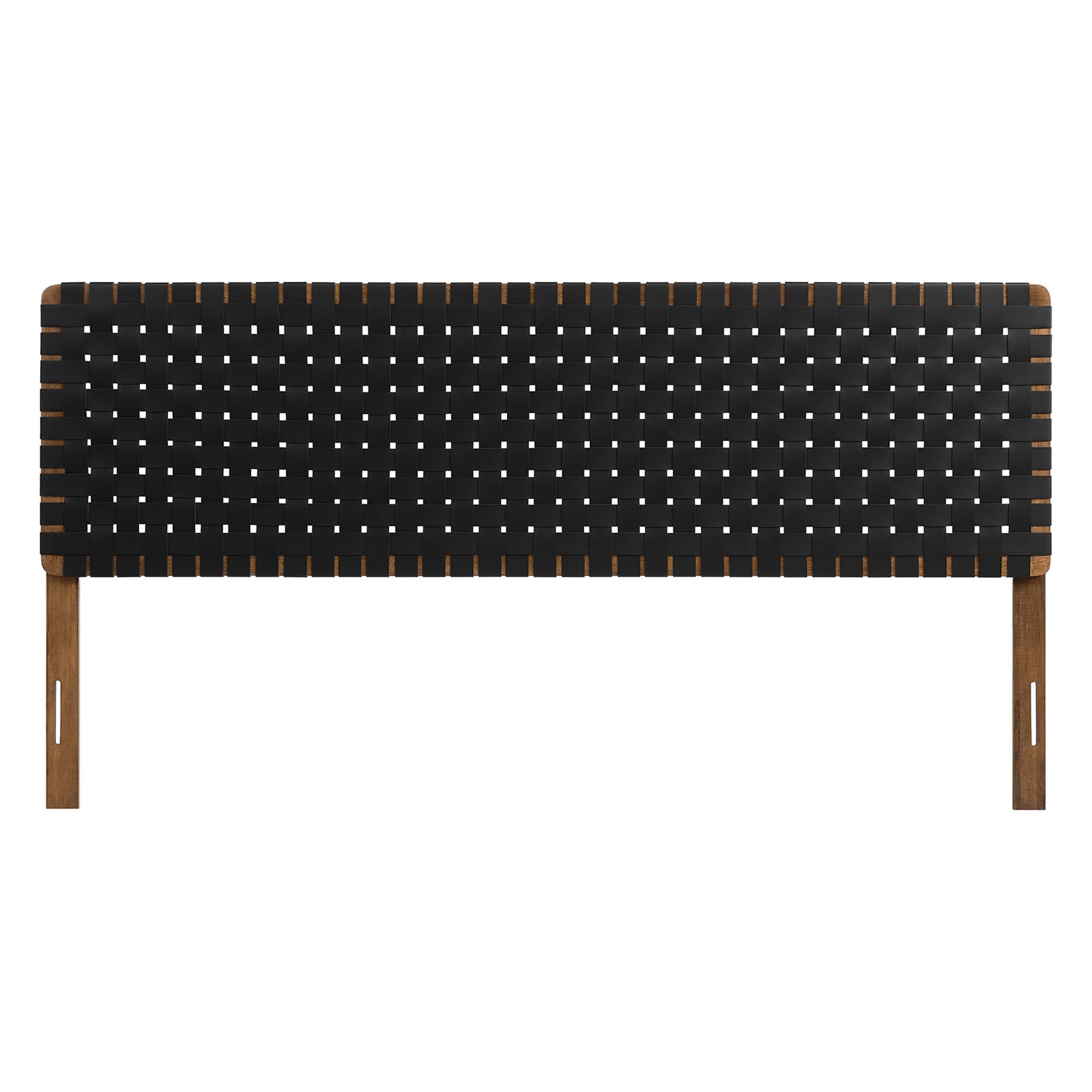 Sparta Weave Vegan Leather King Headboard - Walnut Black