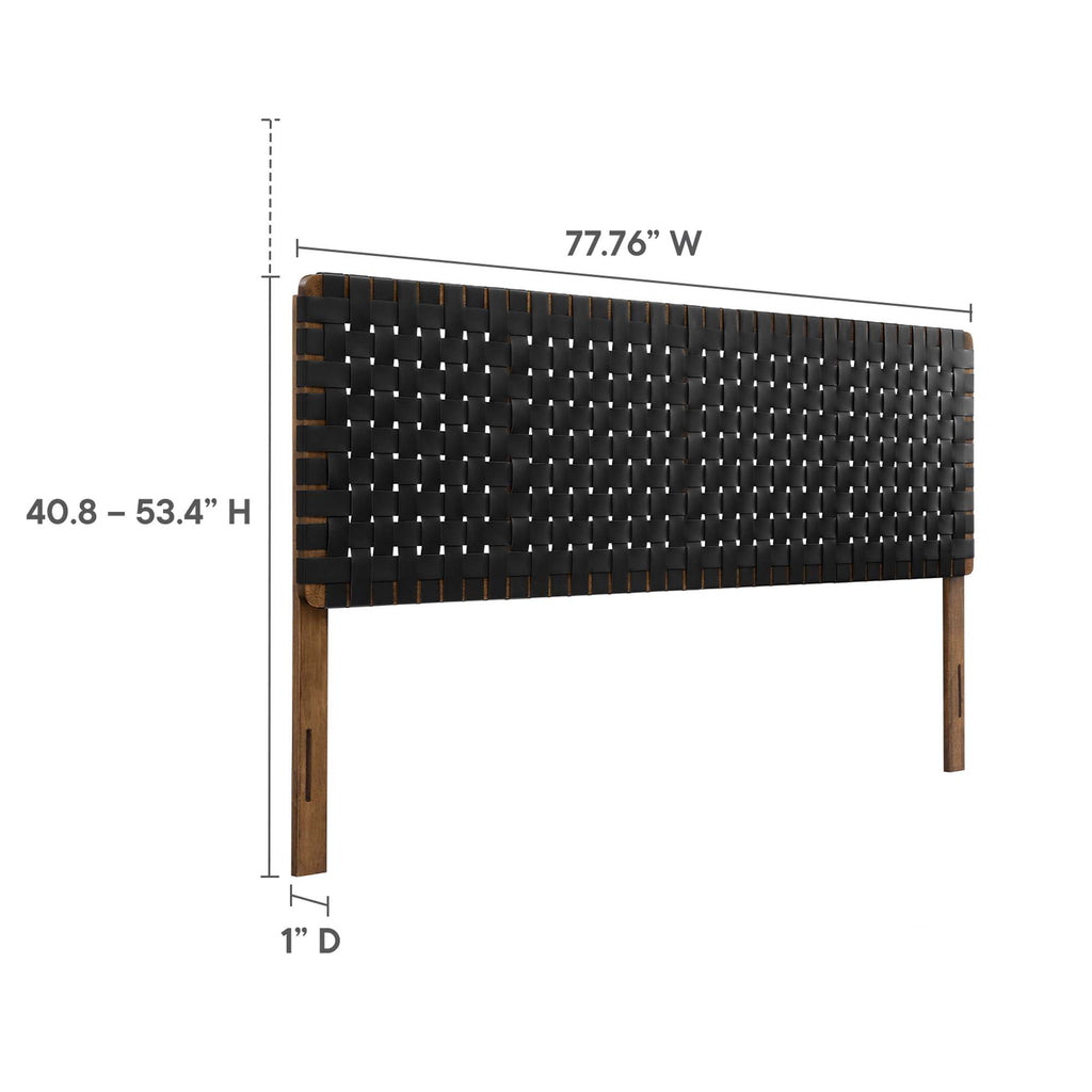 Sparta Weave Vegan Leather King Headboard - Walnut Black