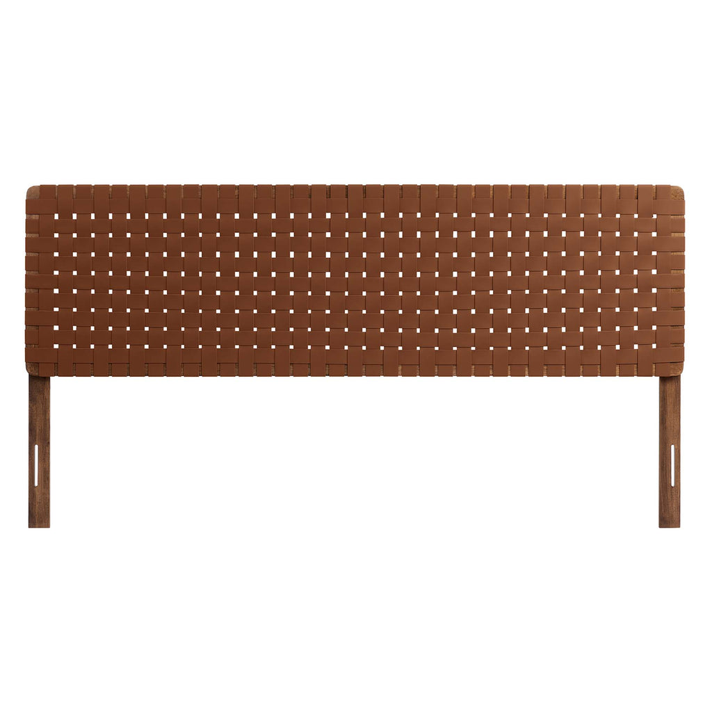Sparta Weave Vegan Leather King Headboard - Walnut Brown