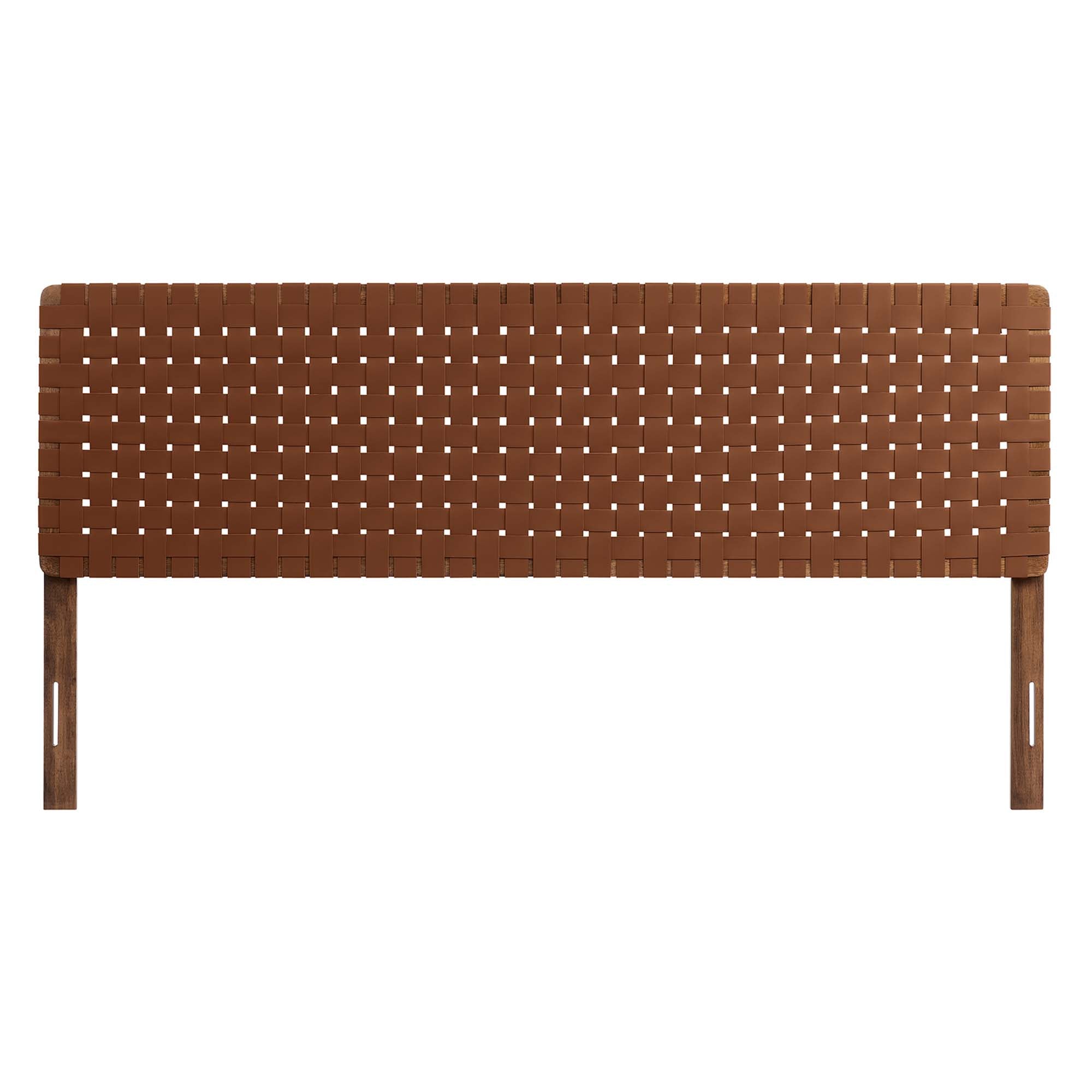 Sparta Weave Vegan Leather King Headboard - Walnut Brown