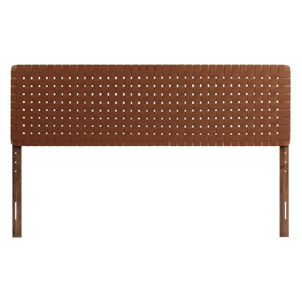 Sparta Weave Vegan Leather King Headboard - Walnut Brown