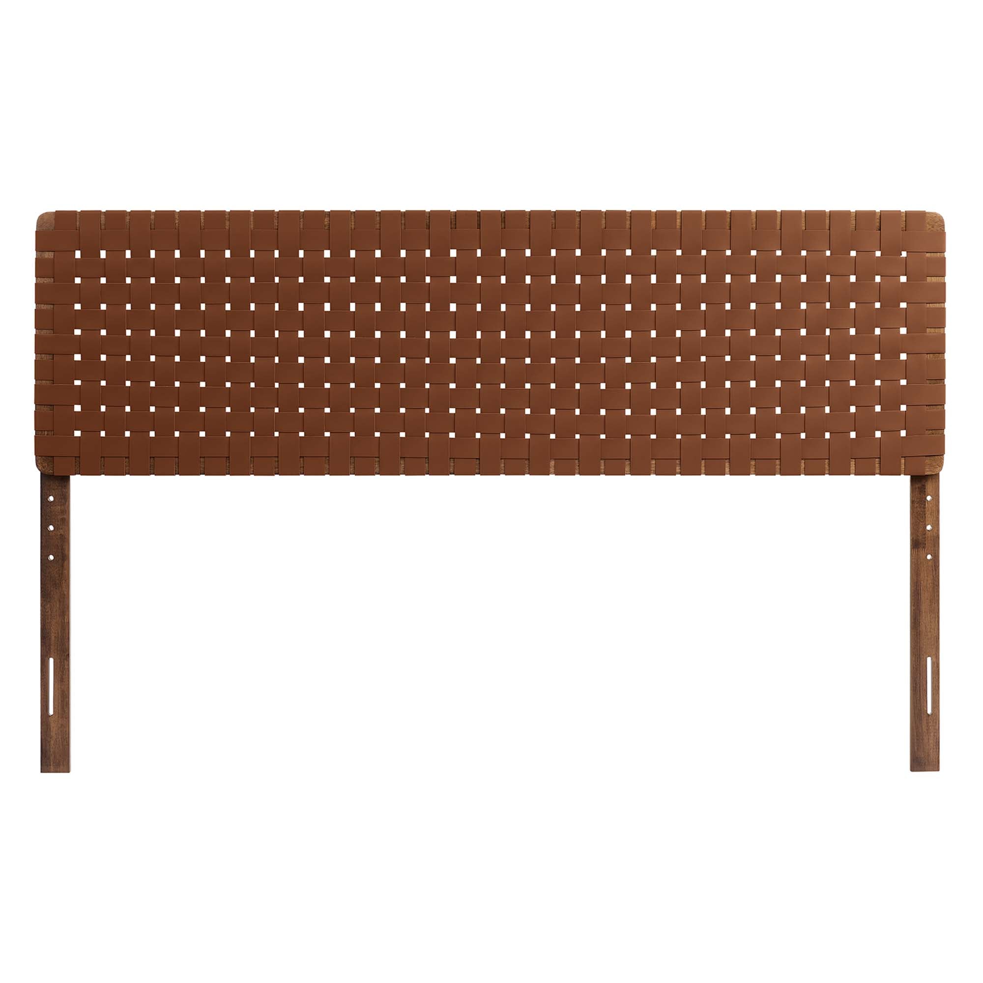 Sparta Weave Vegan Leather King Headboard - Walnut Brown