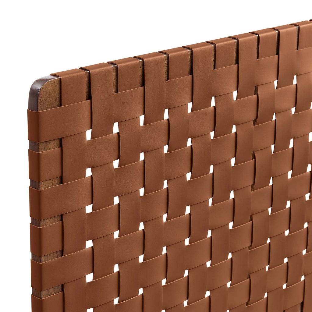 Sparta Weave Vegan Leather King Headboard - Walnut Brown