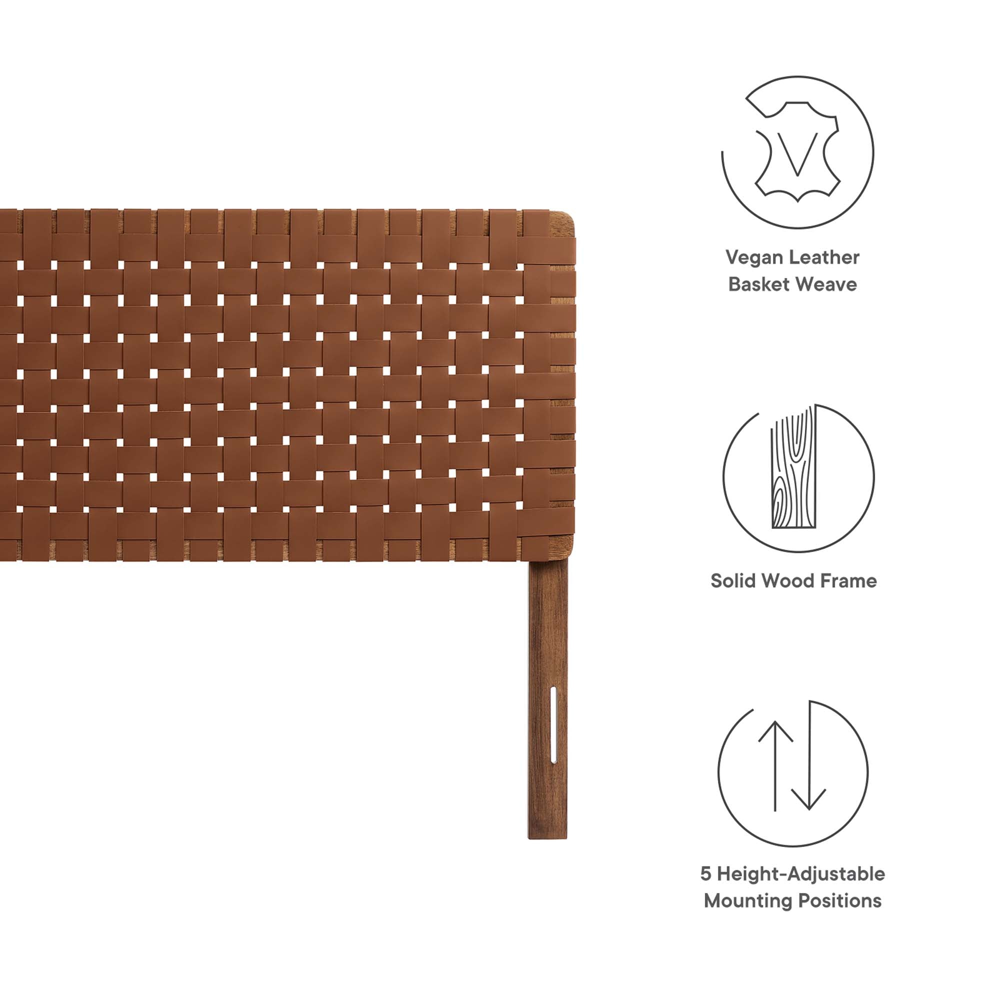 Sparta Weave Vegan Leather King Headboard - Walnut Brown
