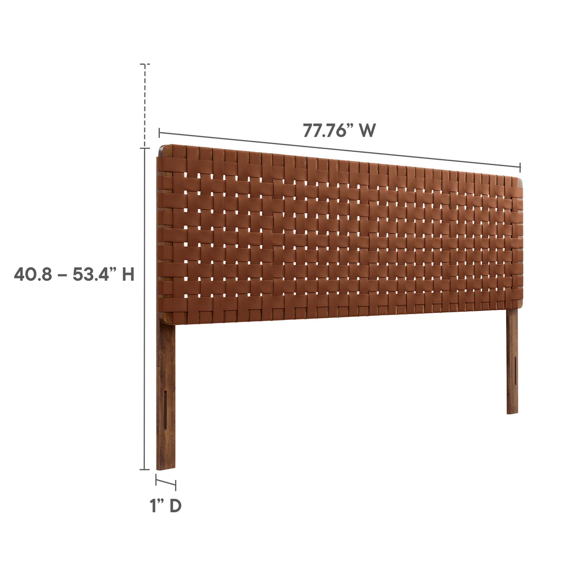 Sparta Weave Vegan Leather King Headboard - Walnut Brown