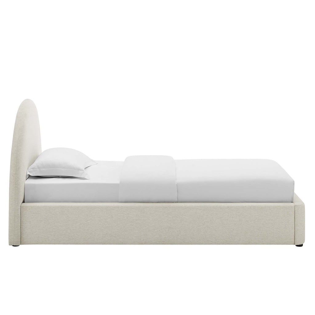 Resort Upholstered Fabric Arched Round Twin Platform Bed - Heathered Weave Ivory