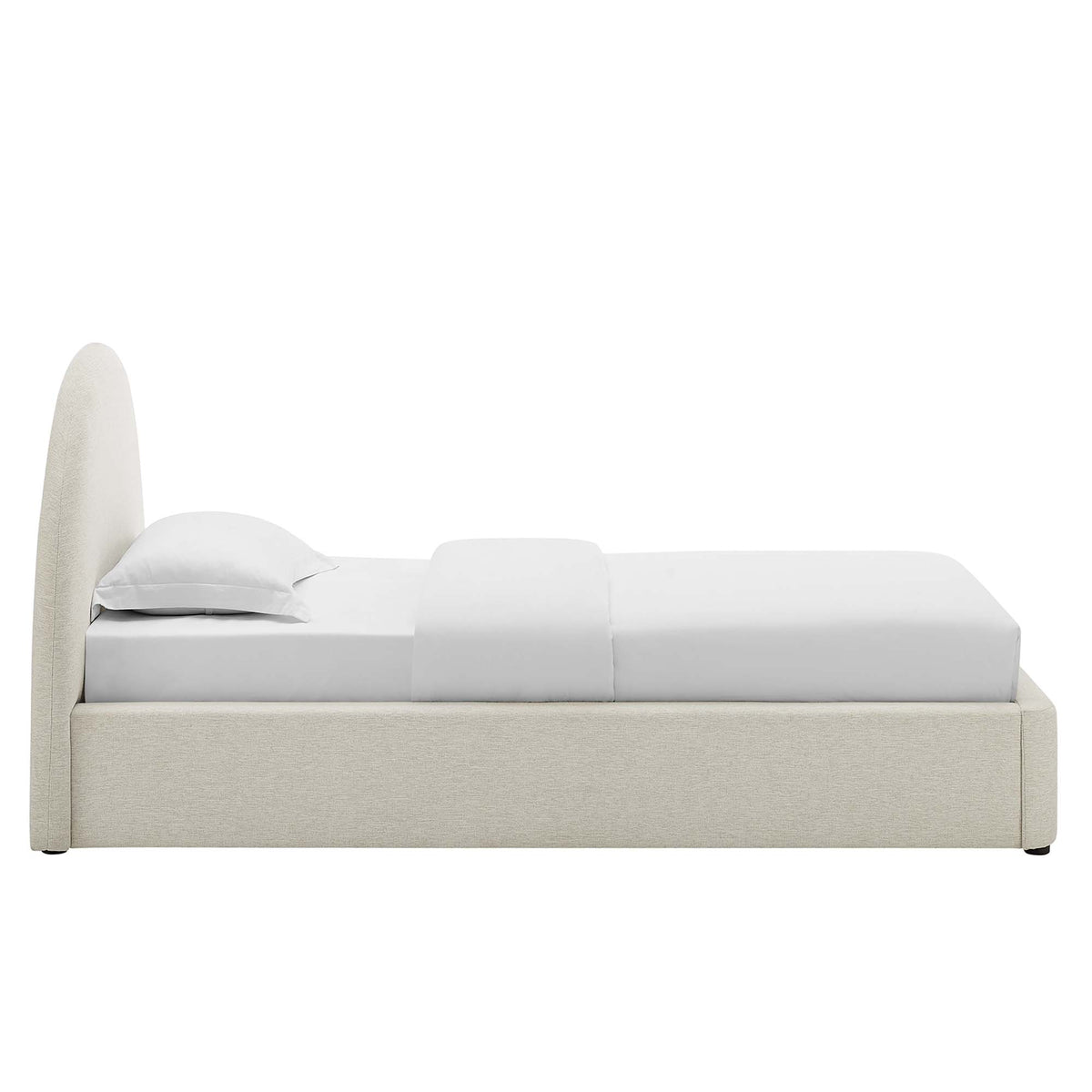 Resort Upholstered Fabric Arched Round Twin Platform Bed - Heathered Weave Ivory