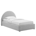 Resort Upholstered Fabric Arched Round Twin Platform Bed - Heathered Weave Light Gray