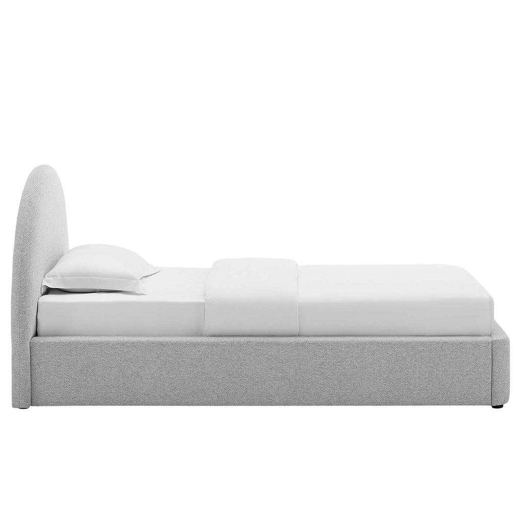 Resort Upholstered Fabric Arched Round Twin Platform Bed - Heathered Weave Light Gray