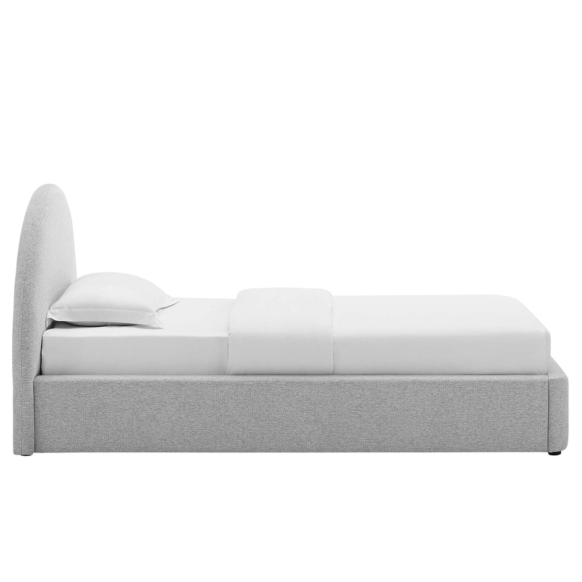 Resort Upholstered Fabric Arched Round Twin Platform Bed - Heathered Weave Light Gray