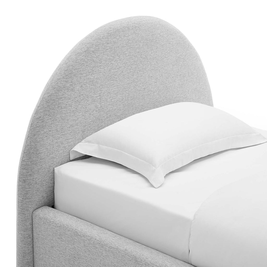 Resort Upholstered Fabric Arched Round Twin Platform Bed - Heathered Weave Light Gray