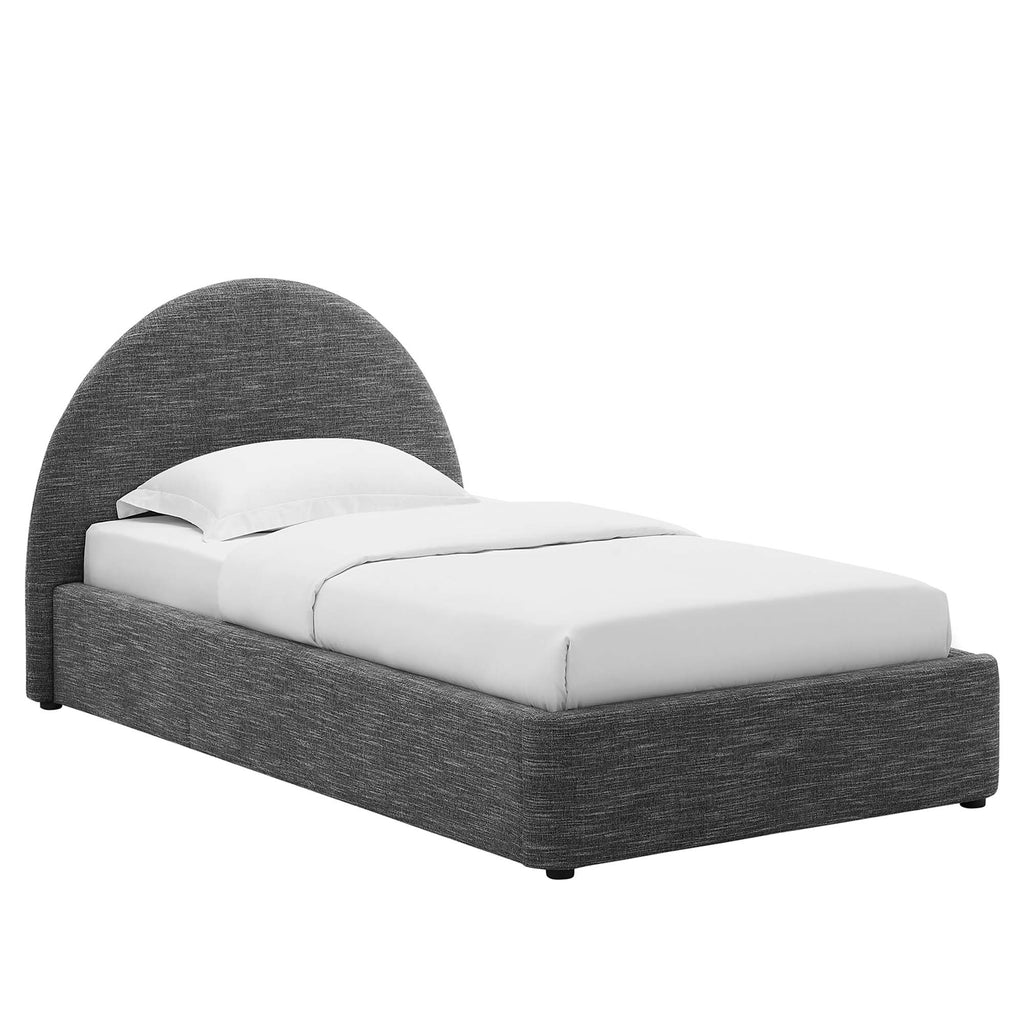 Resort Upholstered Fabric Arched Round Twin Platform Bed - Heathered Weave Slate