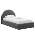 Resort Upholstered Fabric Arched Round Platform Bed - Heathered Weave Slate — Heathered Weave Slate Twin