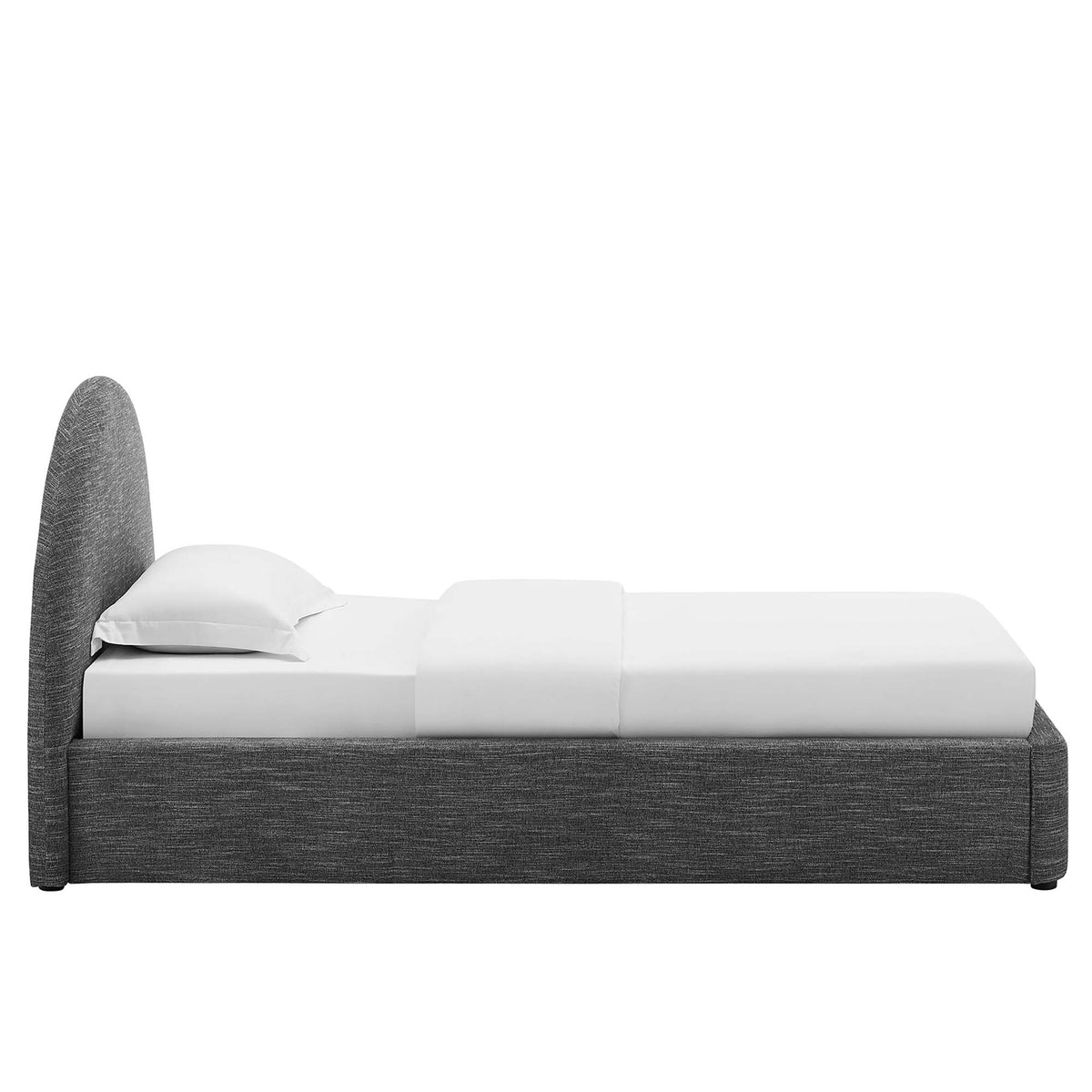 Resort Upholstered Fabric Arched Round Twin Platform Bed - Heathered Weave Slate