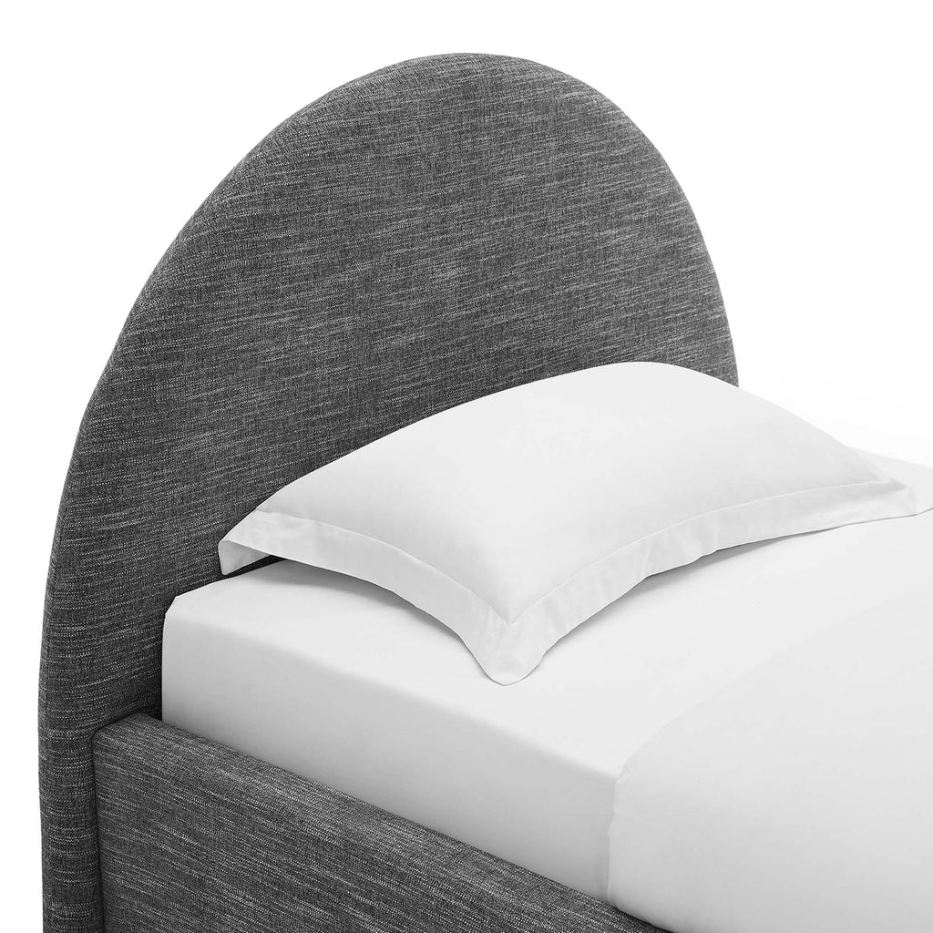 Resort Upholstered Fabric Arched Round Twin Platform Bed - Heathered Weave Slate