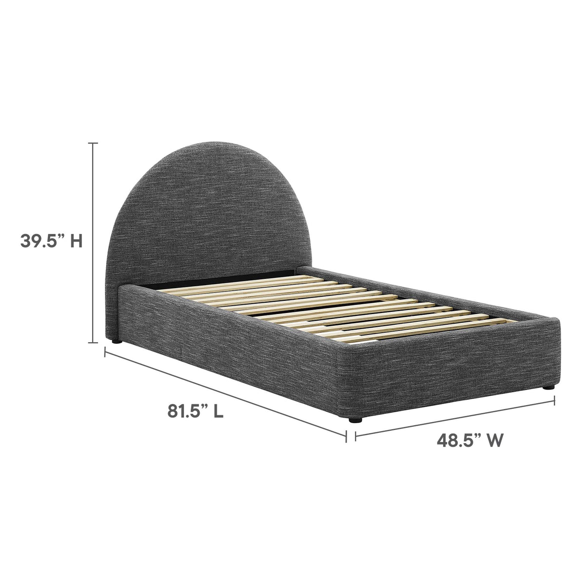Resort Upholstered Fabric Arched Round Twin Platform Bed - Heathered Weave Slate