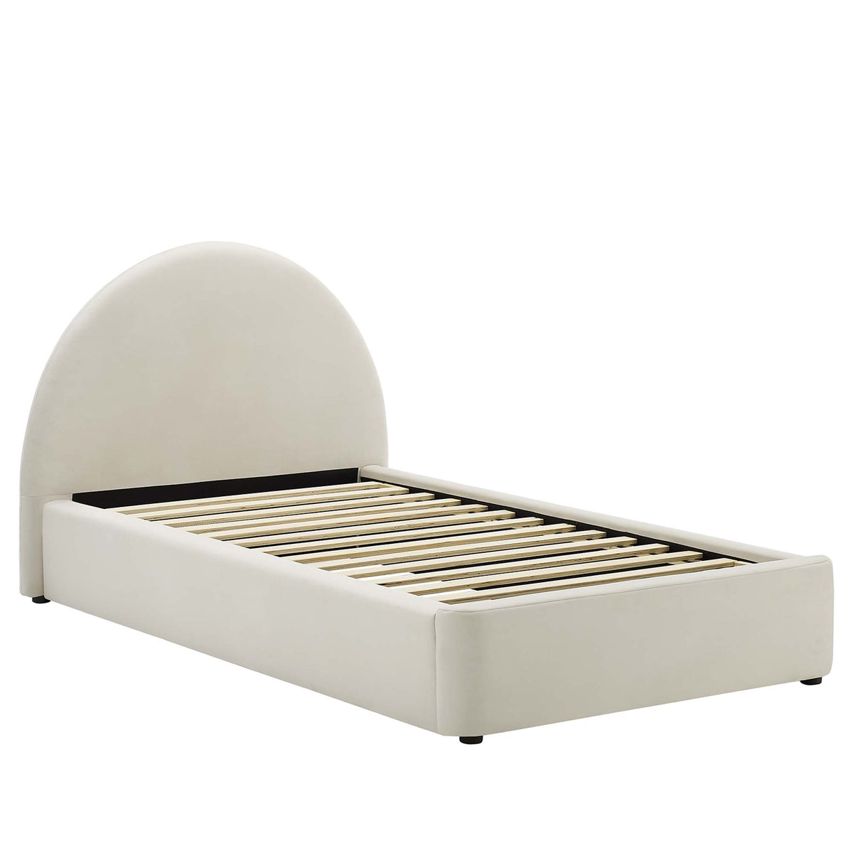Resort Performance Velvet Arched Round Twin Platform Bed - Alabaster