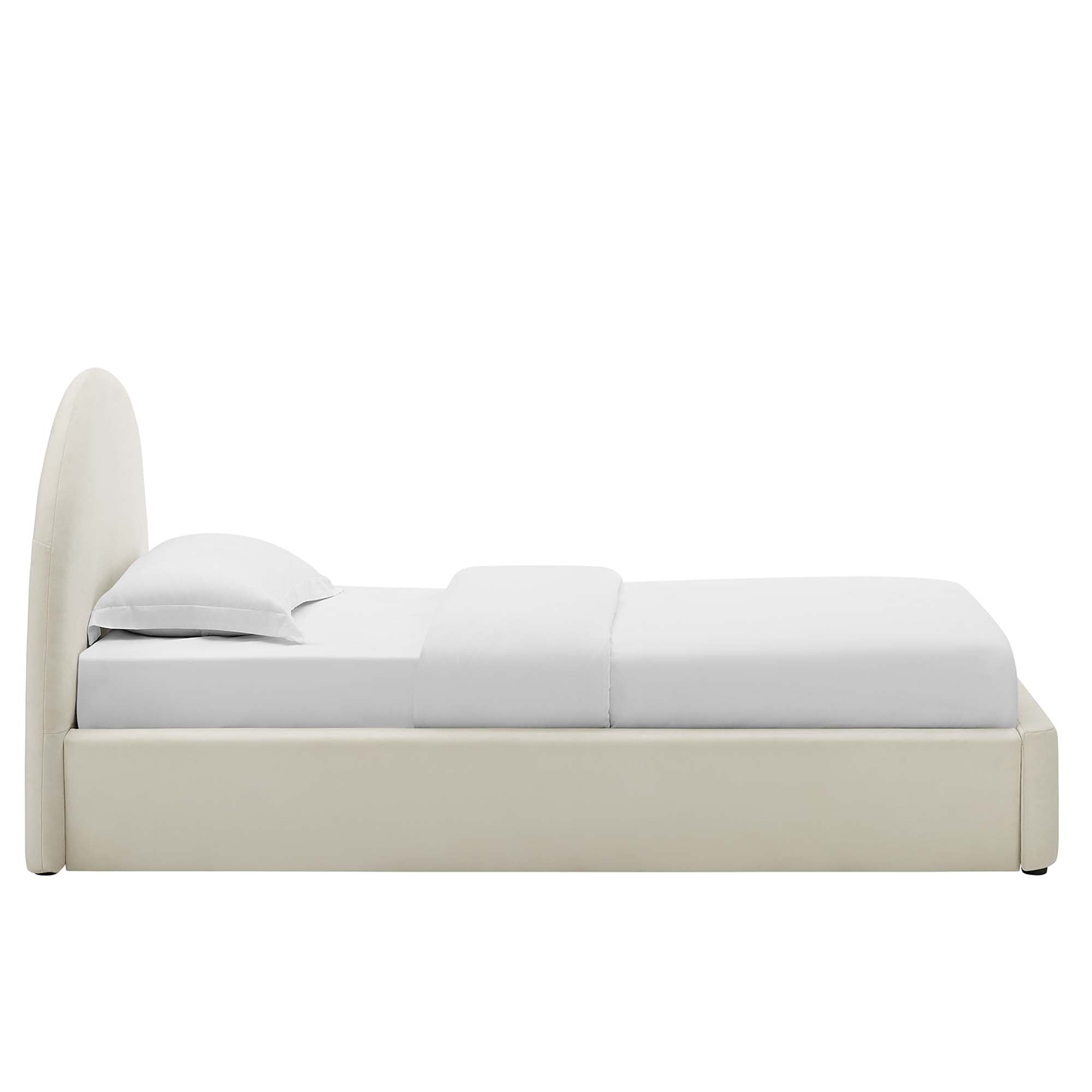 Resort Performance Velvet Arched Round Twin Platform Bed - Alabaster