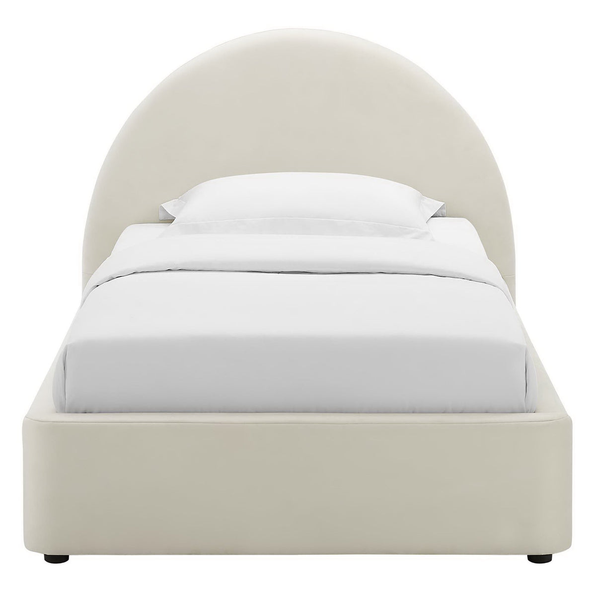 Resort Performance Velvet Arched Round Twin Platform Bed - Alabaster