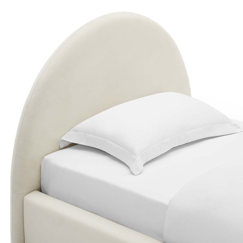 Resort Performance Velvet Arched Round Twin Platform Bed - Alabaster
