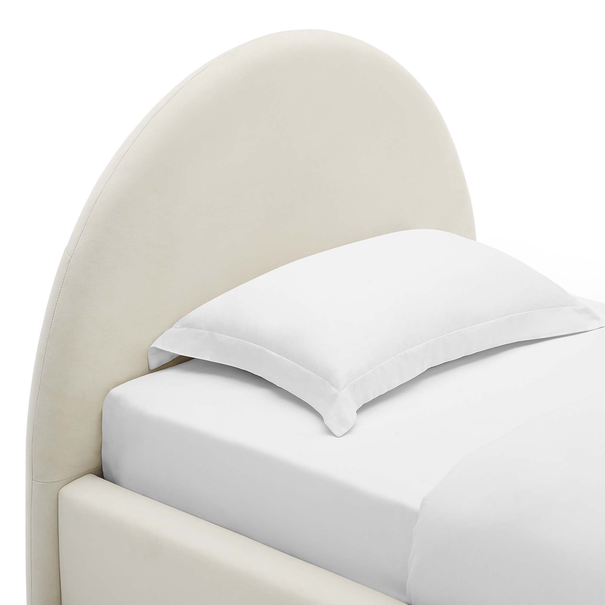 Resort Performance Velvet Arched Round Twin Platform Bed - Alabaster