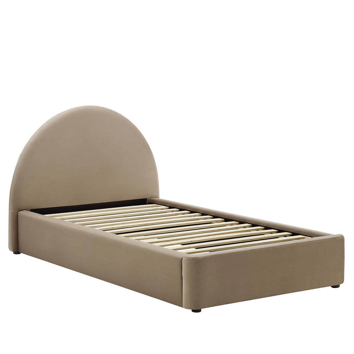 Resort Performance Velvet Arched Round Twin Platform Bed - Taupe