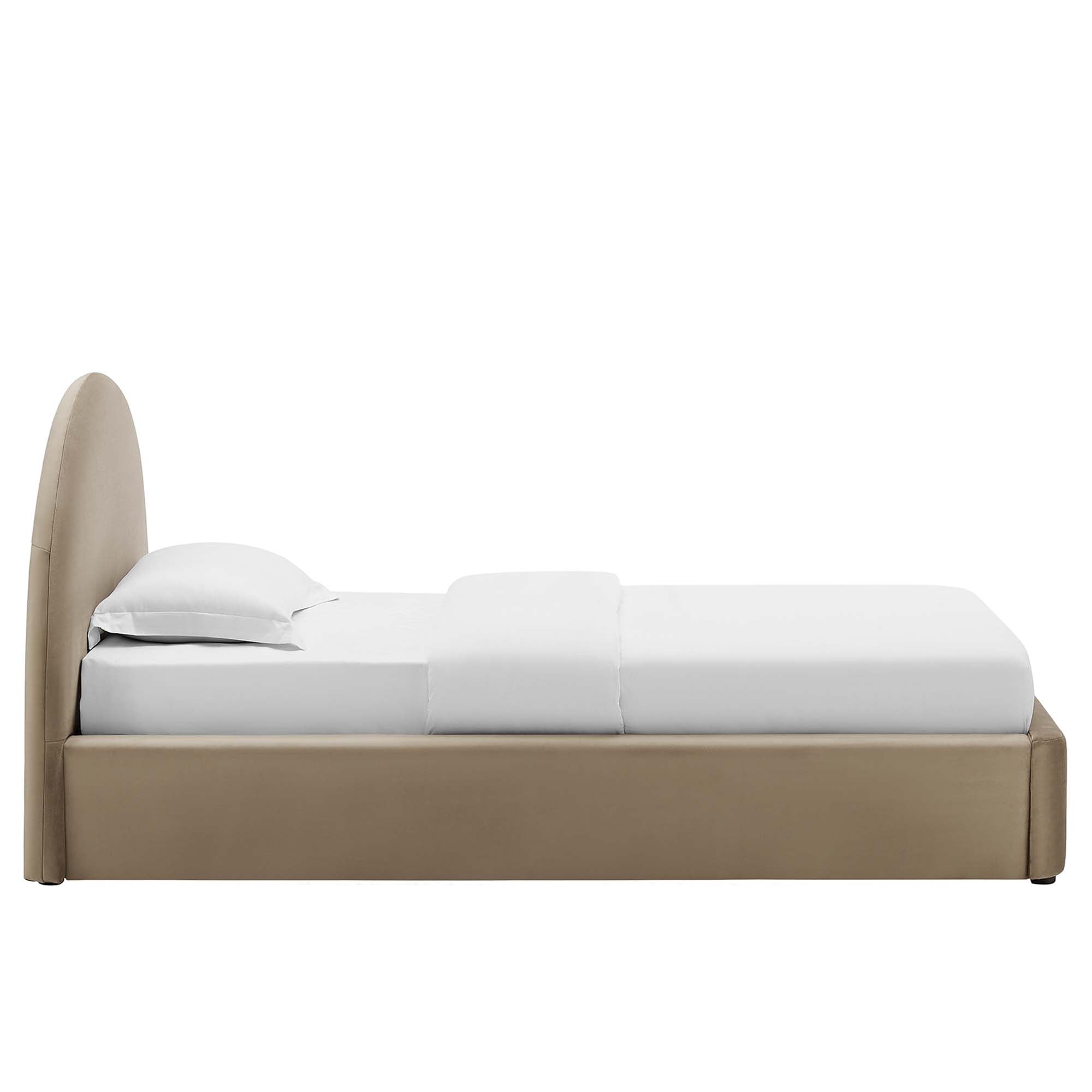 Resort Performance Velvet Arched Round Twin Platform Bed - Taupe
