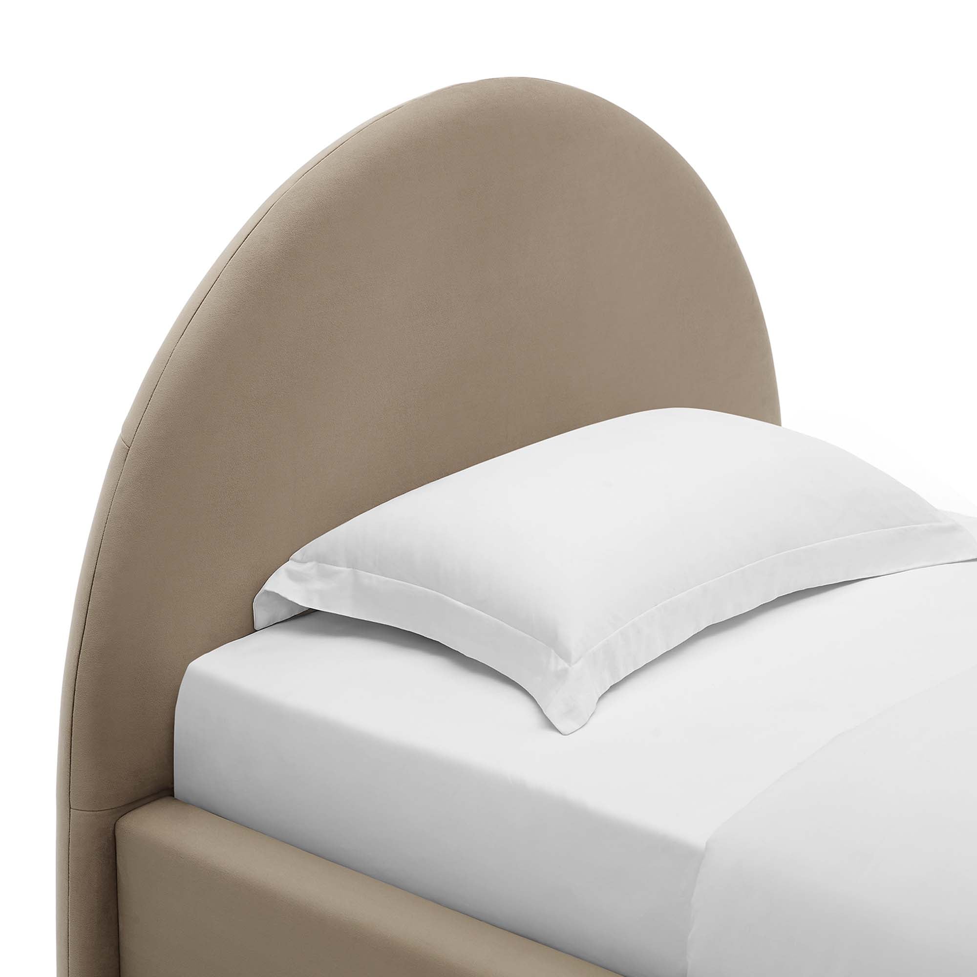 Resort Performance Velvet Arched Round Twin Platform Bed - Taupe