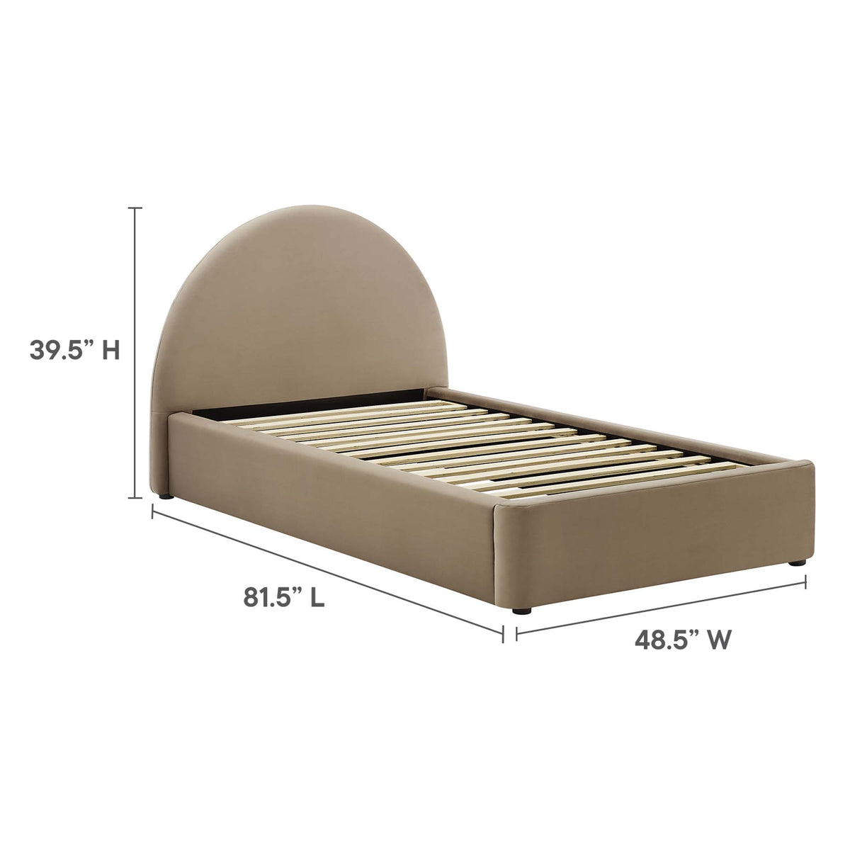 Resort Performance Velvet Arched Round Twin Platform Bed - Taupe