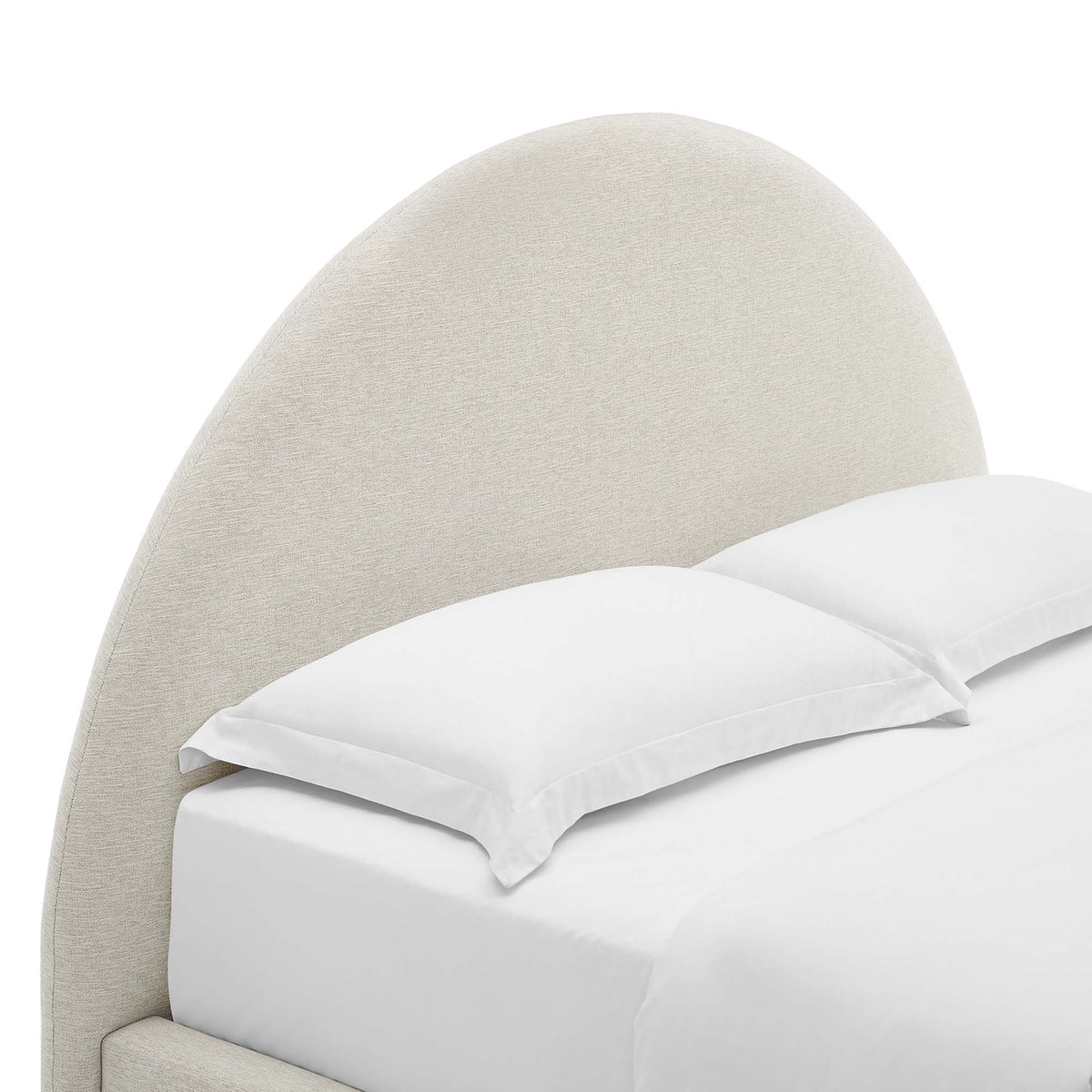 Resort Upholstered Fabric Arched Round Full Platform Bed - Heathered Weave Ivory