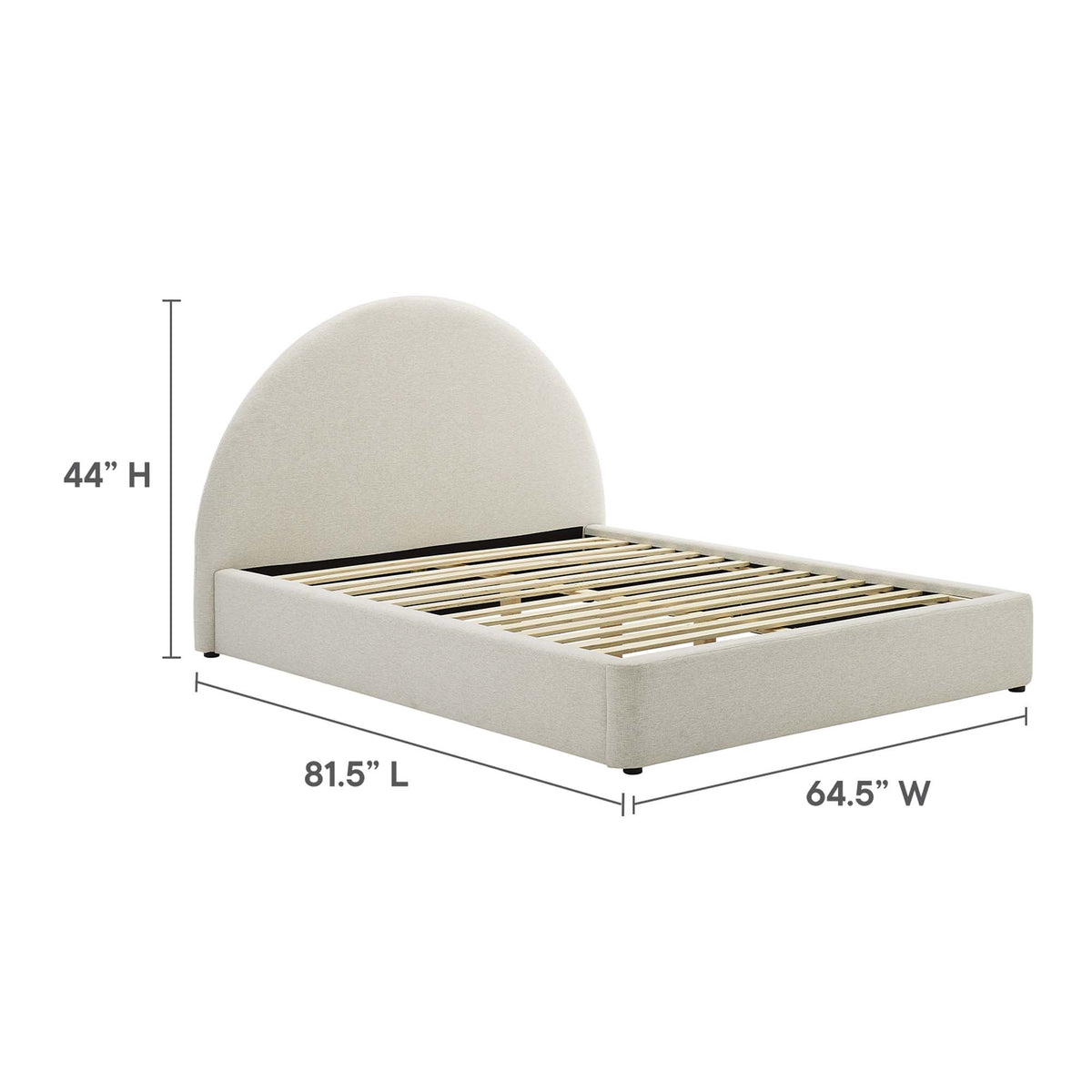 Resort Upholstered Fabric Arched Round Full Platform Bed - Heathered Weave Ivory