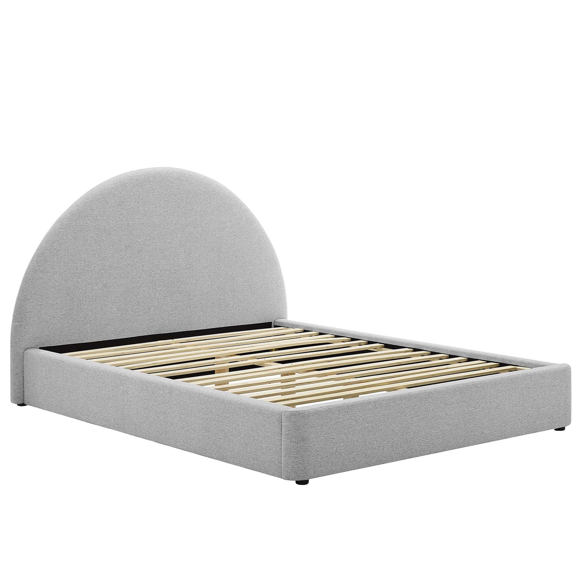 Resort Upholstered Fabric Arched Round Full Platform Bed - Heathered Weave Light Gray