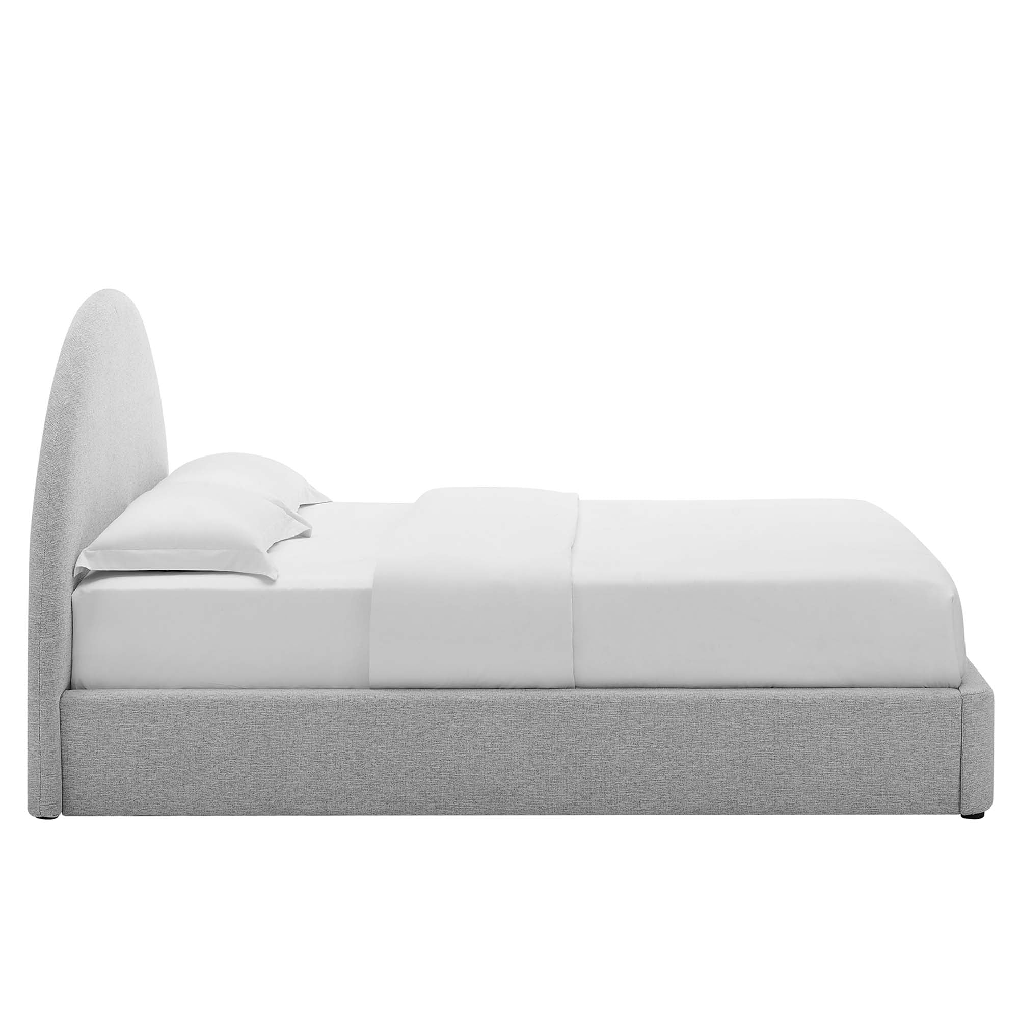 Resort Upholstered Fabric Arched Round Full Platform Bed - Heathered Weave Light Gray
